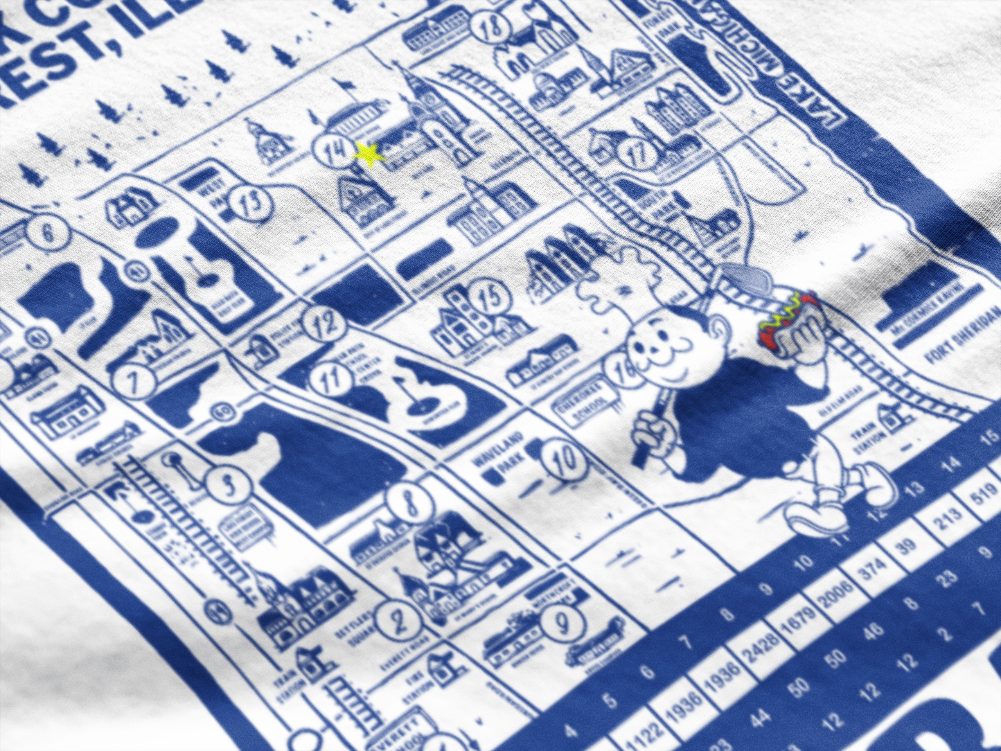 Left Bank Lake Forest Map Garment-Dyed T-Shirt